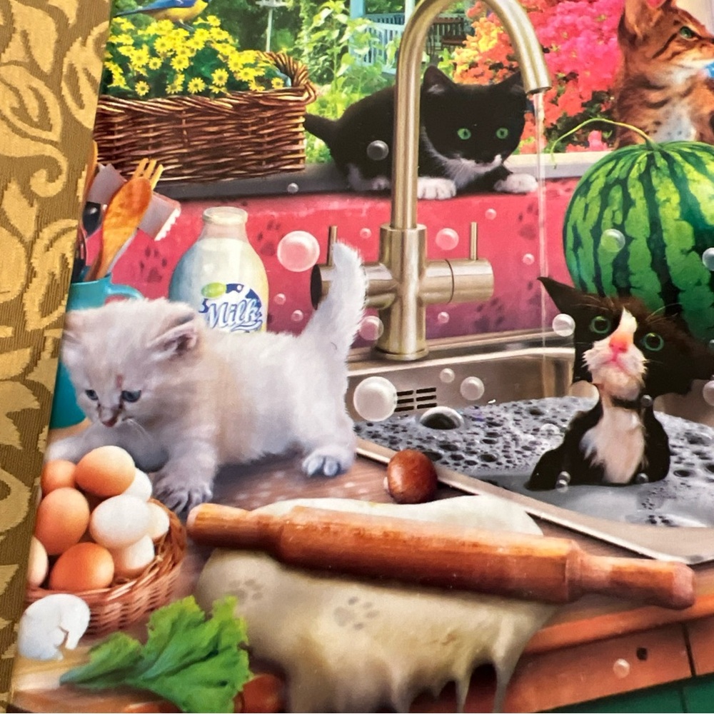 Ceaco Jigsaw Puzzle PAWS GONE WILD Playful Cats n Kitchen Kittens 550 Pc 24 x 18 - Picture 3 of 12